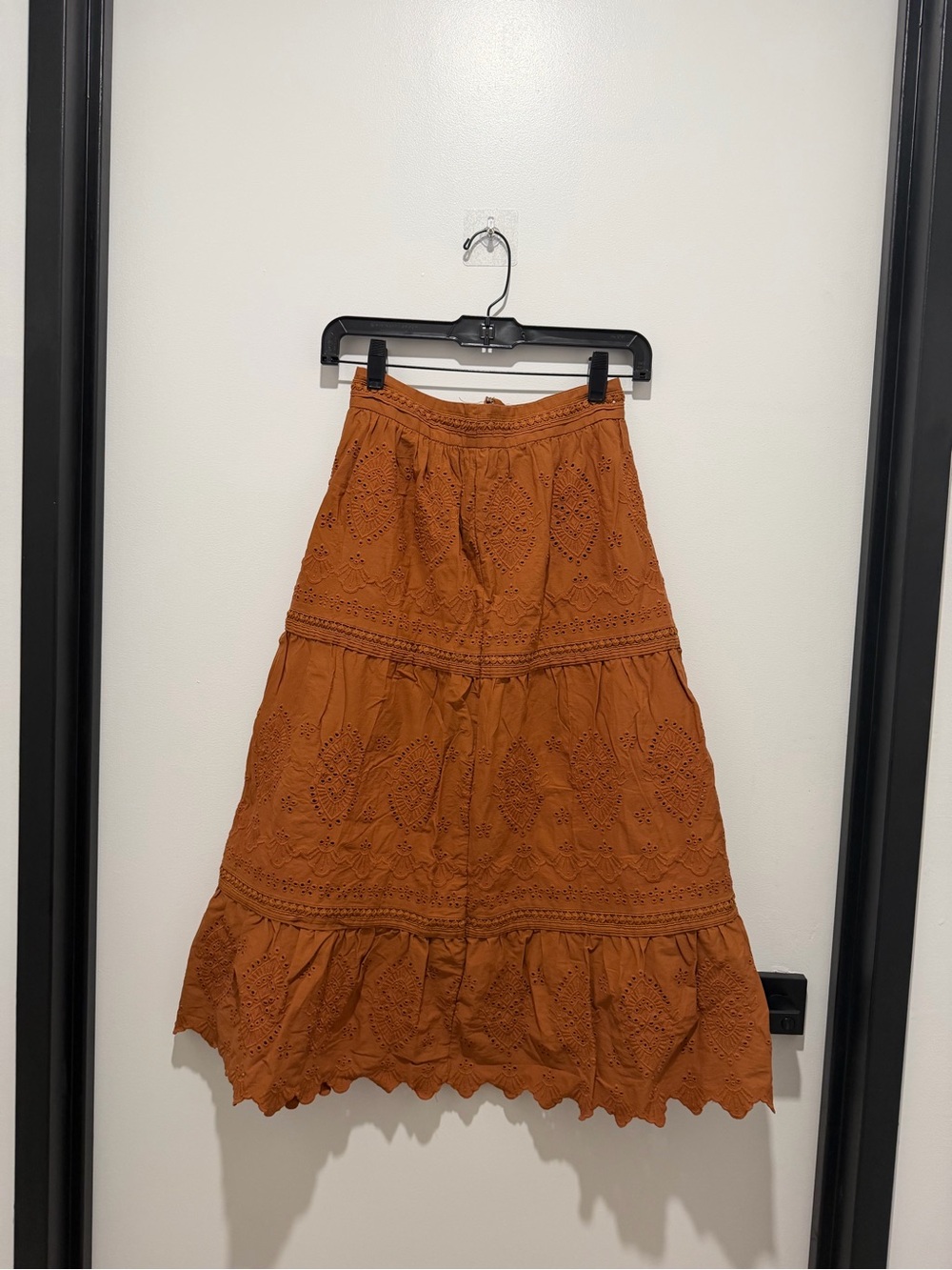 Jason Wu Rust Eyelet Tiered Maxi Skirt